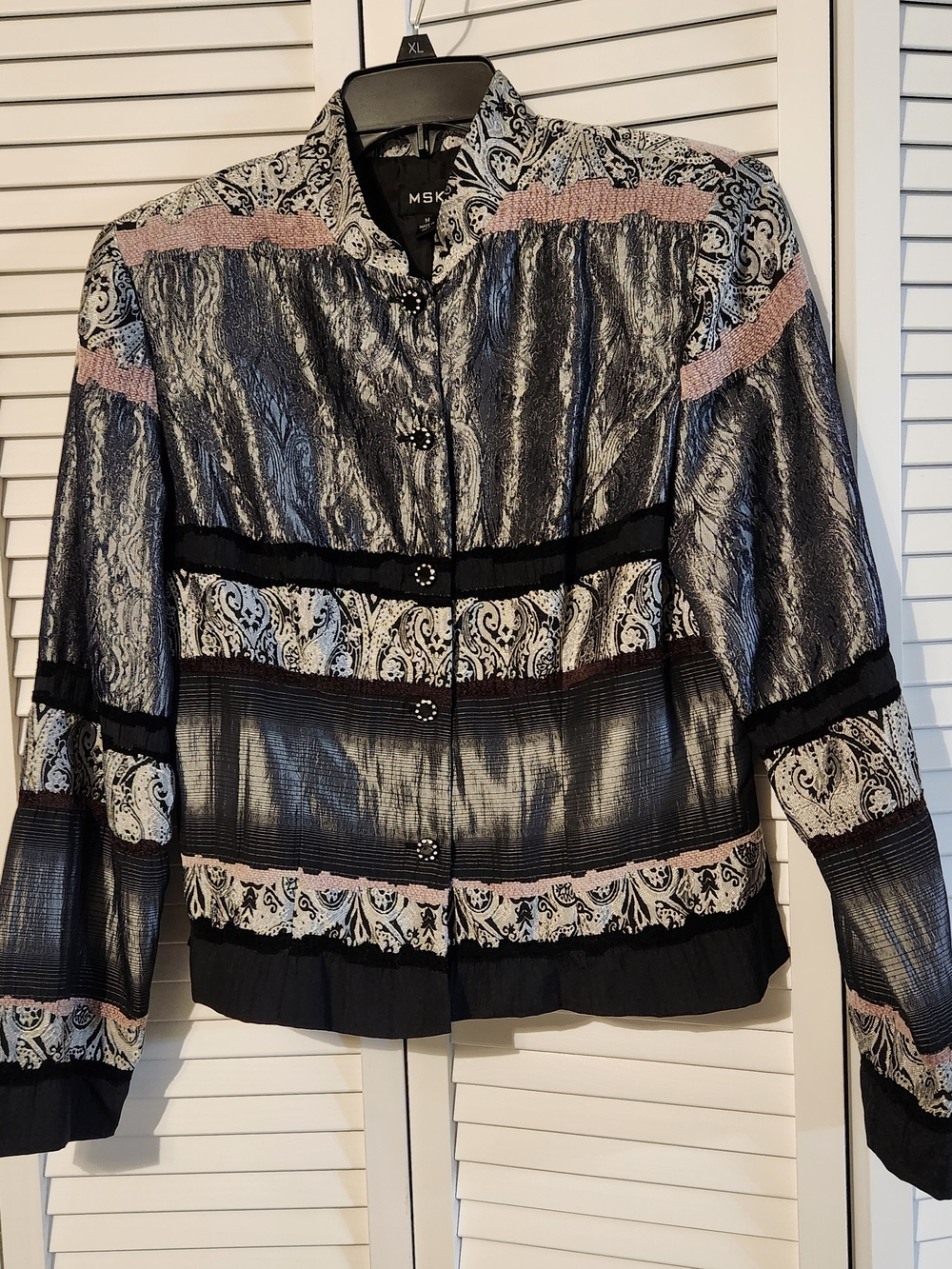 MSK Black & Pink Patterned Women's Button-Up Top